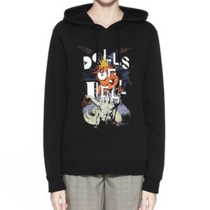 NWOT A.P.C Black Band Hoodie with graphic/ hooded Sweatshirt XS-S